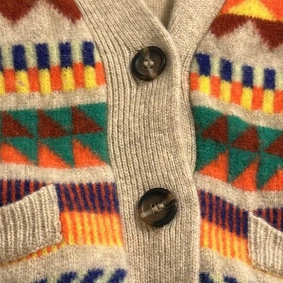 Madewell Wallace Momento Fringe Cardigan Merino Wool Sweater Womans Small Aztec - Picture 5 of 11